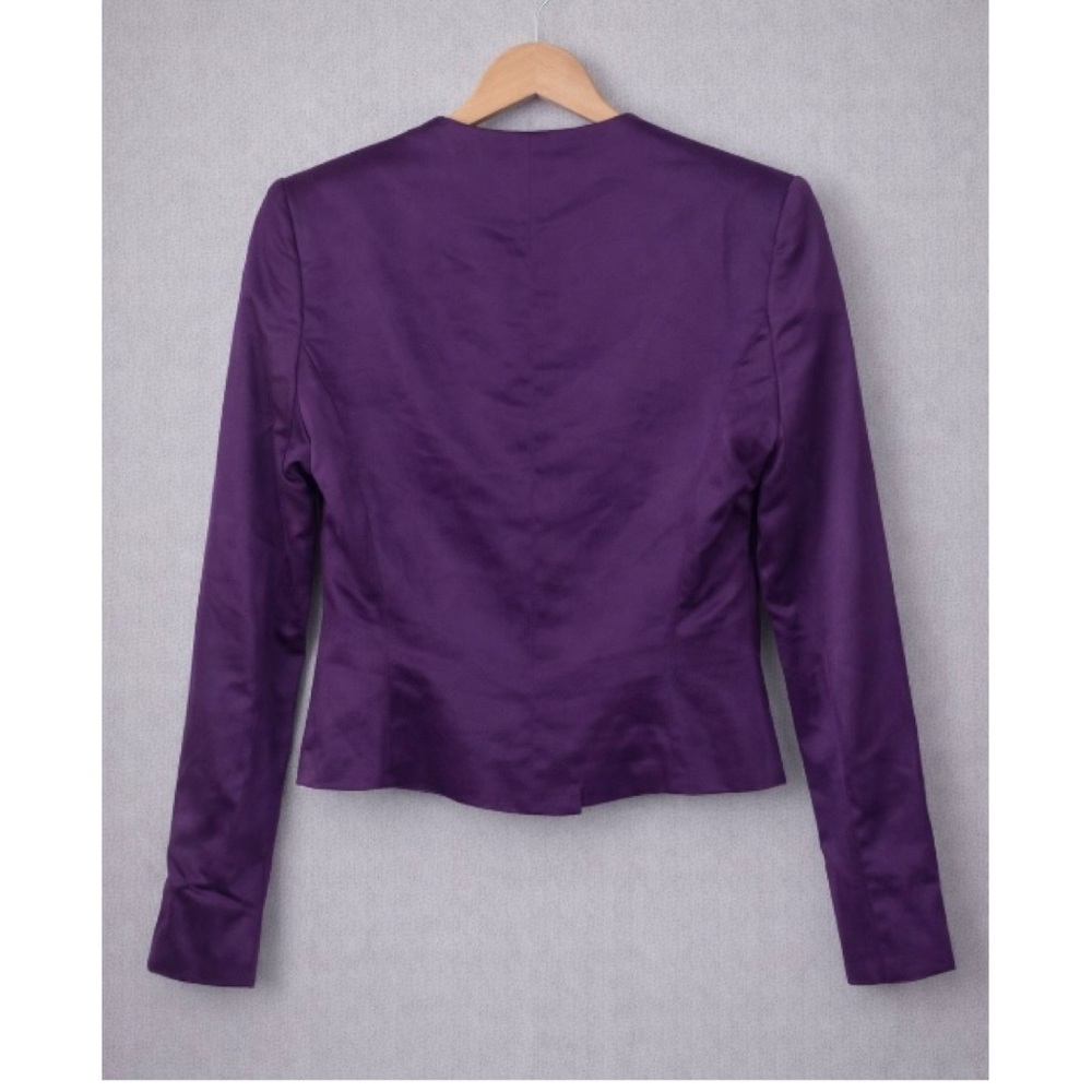 🎯 Vintage Purple Escada Cropped Wool / Mohair Blazer Jacket European Chic M - Picture 5 of 11